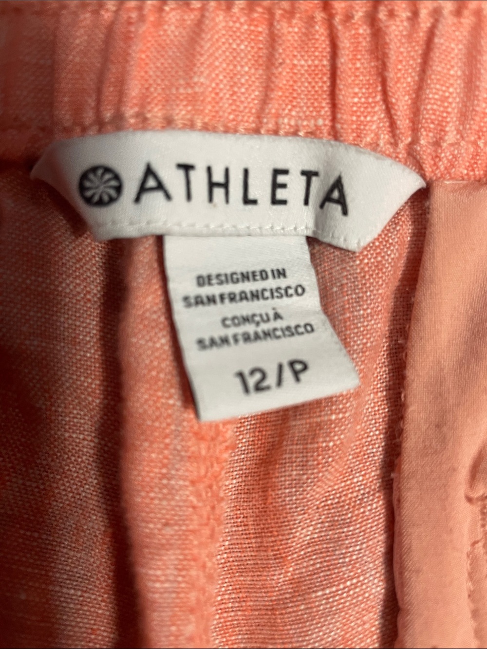 Athleta Retreat Linen Wide Leg Pants in Sunset Glow/Coral Size 12P - Picture 8 of 9